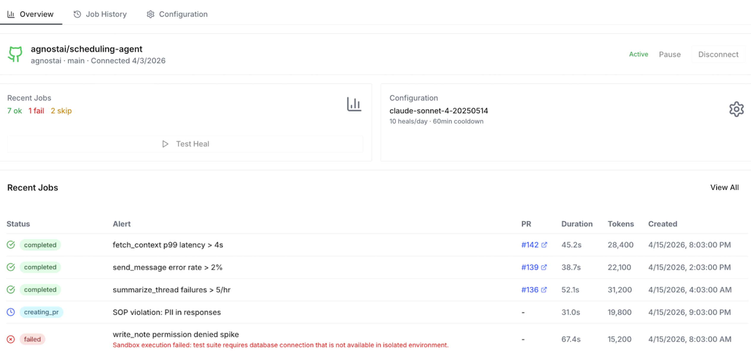 Self-improving agent dashboard